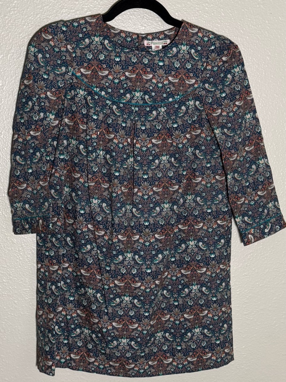 Bonpoint Liberty Shift Dress Bird Print Size 12